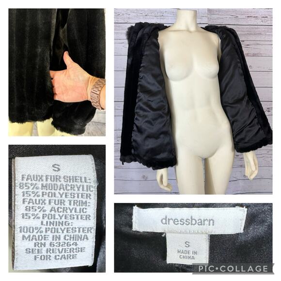Faux fur hooded coat jacket zippered closing Dressbarn size small - Picture 12 of 12